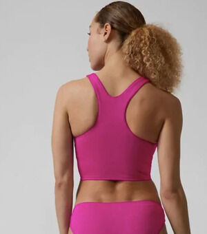 Athleta M D DD electric fuchsia pink Conscious Crop top swim tankini beach pool